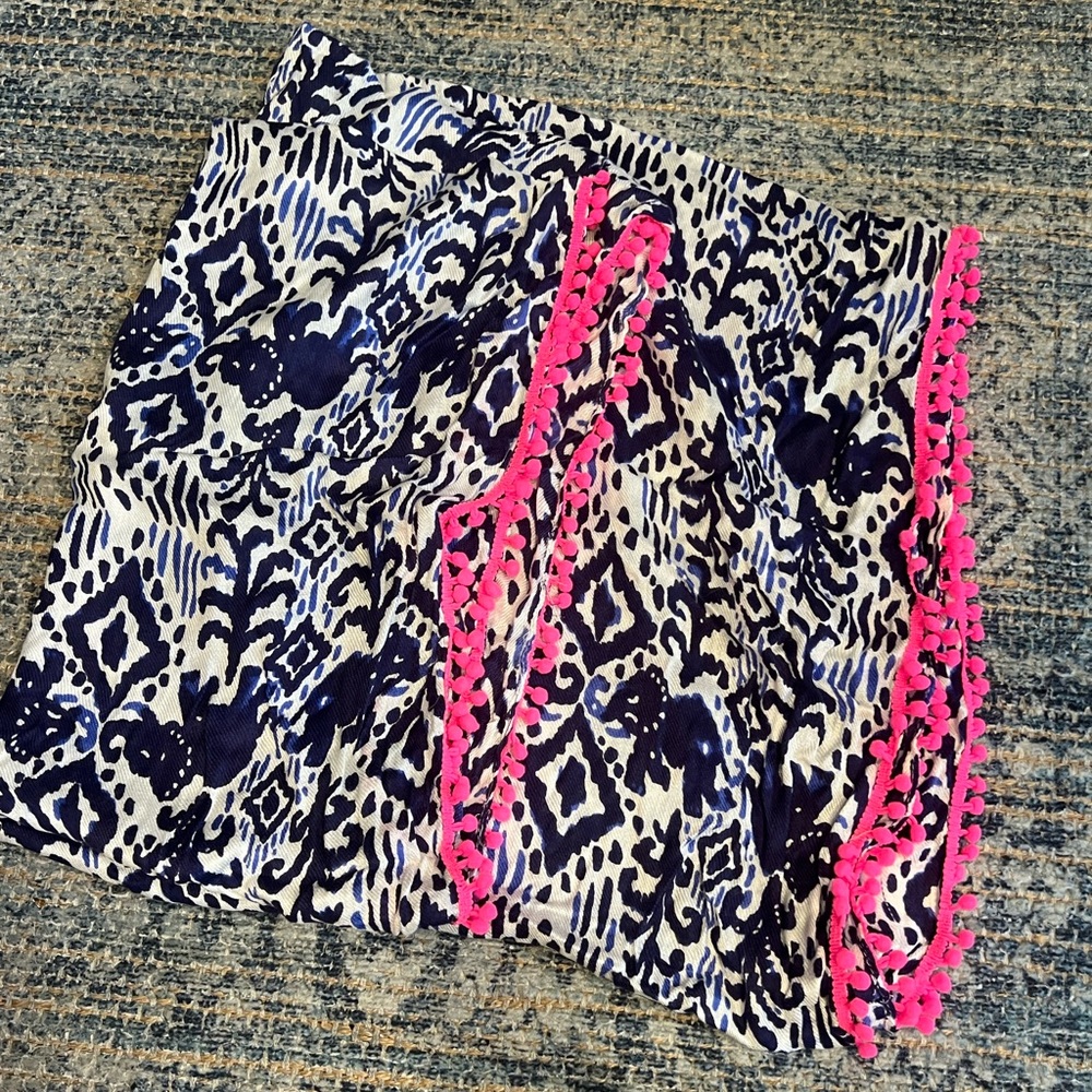 Lilly Pulitzer Riley Infinity Scarf in Ikat Elephants with Pom Poms
